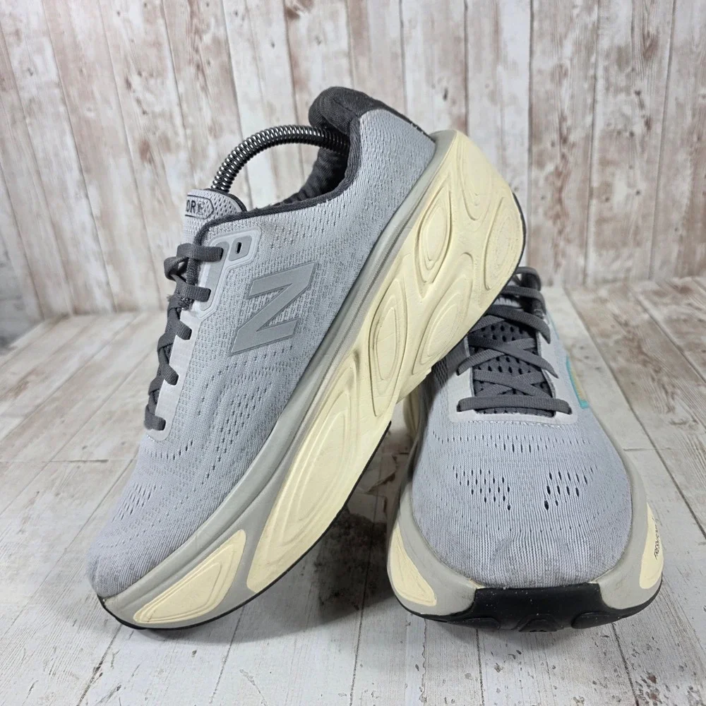 New Balance Fresh Foam X More v5 Mens 10 Wide 2E Grey Teal Running Shoes MMORLJ5